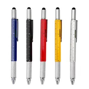 SY34 vente en gros en stock créatif multi-fonction 6 en 1 niveau de règle tournevis tech stylet outil stylo à bille