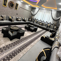 Ensemble Jalsa arabe banc carré en bois canapé avec revêtement en tissu design modulaire pour cafés et écoles