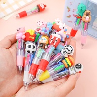 Stylo bille miniature mignon en plastique 4 couleurs, 0,7 mm, motif dessin animé, pour l'école, la papeterie, les récompenses et les cadeaux