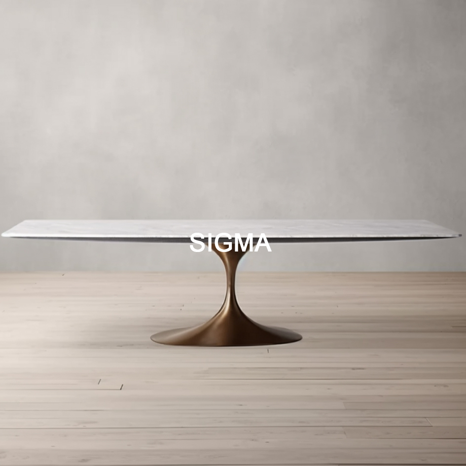 Customized Wood Top Restaurant Dining Table Set For 8  Stainless Steel Base Wooden Table