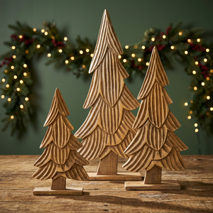 Handmade Wooden Christmas Tree Tabletop Decoration Standing Holiday Ornament for Living Room <b>Desk</b> Decor - Product Image 4
