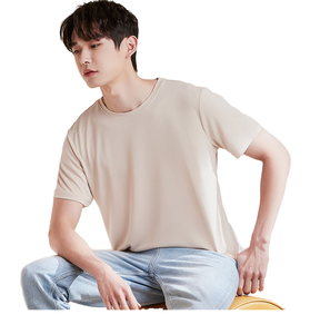 เสื้อยืดคอกลมแขนสั้นผู้ชายไซส์ใหญ่ ผ้าฝ้ายคุณภาพสูง 100% แบบเรียบ สามารถสั่งพิมพ์ลายได้ - Product Image 1