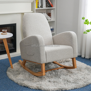 Fauteuil à bascule portable de style européen avec structure en bois pour la maison, le bureau et le salon - Product Image 1
