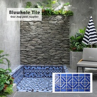 Tuile de bordure en céramique de tuile de piscine de fleur bleue émaillée par porcelaine de Style marocain pour la piscine