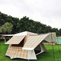 Tente familiale imperméable à double couche, portable, pour 3-4 personnes, résistante aux UV, coupe-vent, tente de camping en plein air