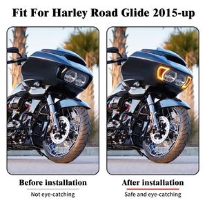 ไฟหน้ามอเตอร์ไซค์แบบมีช่องระบายอากาศ ไฟ LED สำหรับ Harley Touring Road Glide FLTRX ปี 2015-2023 ไฟเลี้ยว ไฟวิ่ง - Product Image 6