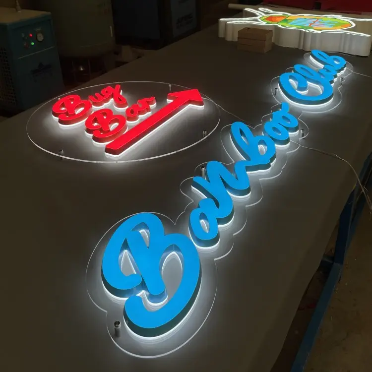 Papan reklame tanda backlit 3d luar ruangan tanda logo akrilik papan tanda kustom untuk bisnis dengan sertifikat ce