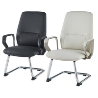 Chaise d'invité cantilever à accoudoirs en C 502, en cuir PU, base chromée, dossier haut, pour réunion et conférence, noir, blanc, orange