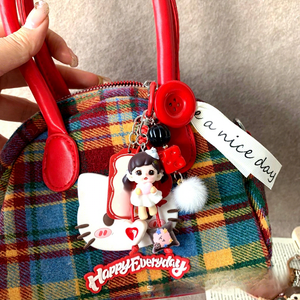 Porte-clés en plastique en gros, figurine de dessin animé mignonne, pendentif poupée Kawaii, breloque de sac, chaîne de porte-clés de voiture pour femmes et filles - Product Image 2