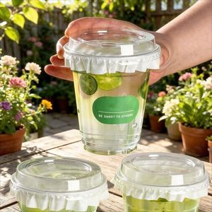 Tapa de Plástico PET Transparente de 89 mm y 10-24 oz con Logotipo Personalizado al por Mayor, Ecológica y Desechable, para Vasos de Café Helado, Bebidas, Tiendas y Bares - Product Image 2