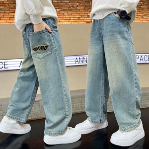 Pantalon <span class=keywords><strong>Cargo</strong></span> Décontracté Garçon OEM ODM Grandes Tailles Couleur Claire Coton Jean pour Printemps Automne Vêtements Chics pour Enfants - Product Image 1
