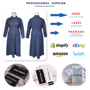 Y218329 ट्रेंडी प्लस आकार डेनिम कपड़े महिलाओं के लिए आकस्मिक लंबी आस्तीन बारी बारी-डाउन कॉलर एकल ब्रीस्टेड मेक्सी जींस कपड़े - Product Image 3