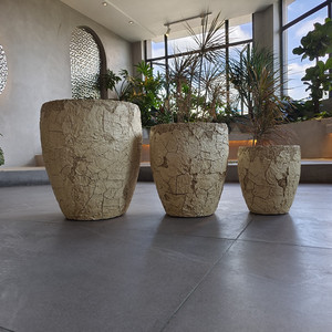 Modern Fiber Clay Flower <b>Pots</b> Outdoor Garden Planters Set With Circular Design For Flower Green Plant Decor - Product Image 1