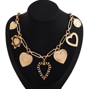 Heart Pendant <b>Necklace</b> Alloy Women's Party Jewelry Fashion <b>Statement</b> Chain <b>Necklace</b> - Product Image 2