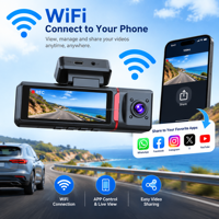 Caméra Embarquée WiFi 4K HD 3,16 Pouces Voiture DVR Caméra Avant Arrière Interne 3 Canaux 4K WiFi 3 Objectifs