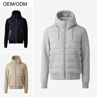 Veste d'hiver matelassée en nylon à carreaux mi-longue avec capuche, personnalisable avec logo OEM, pour homme, vente en gros