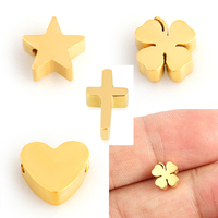 Breloques en forme de cœur en acier inoxydable, pendentif étoile croisée hautement poli pour la fabrication de bracelets et de colliers, accessoires de bijoux, 5 pièces