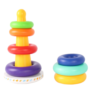 Ensemble de blocs de construction en bois arc-en-ciel à sept anneaux, jouet d'empilage pour enfants, vente en gros - Product Image 6