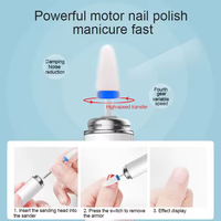 Professionnel Portable 16000 tr/min électrique perceuse à ongles Machine USB ponceuse polisseuse stylo 6 tête en métal outils de meulage fichier Machine pointe