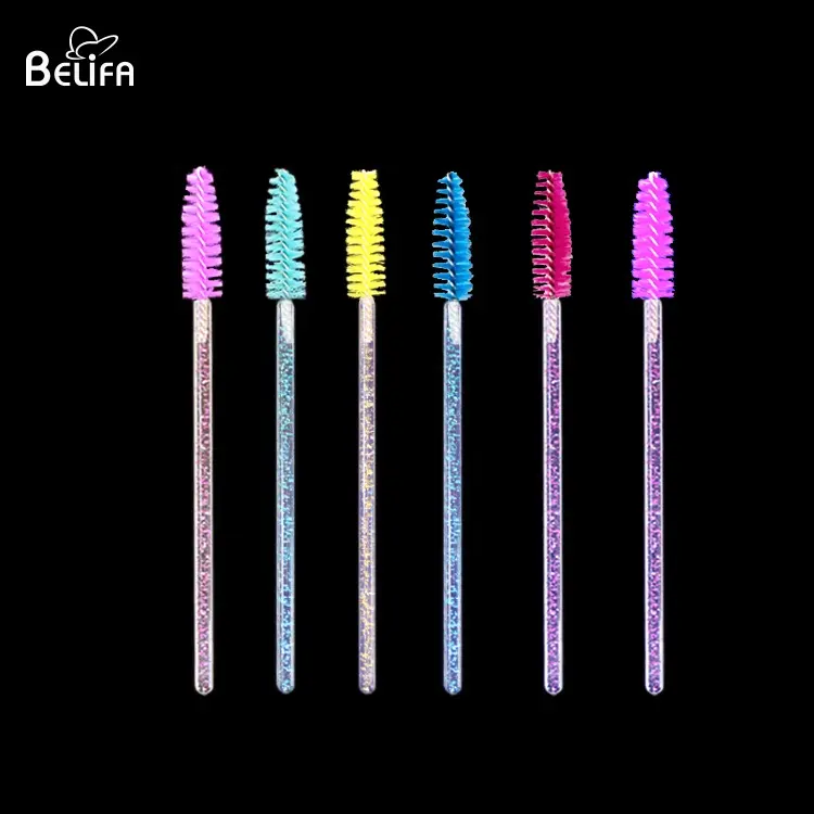 Belifa Dùng Một Lần Đầy Màu Sắc Đỏ Tím Hồng Xanh Xanh Vàng Long Lanh Mascara Wands Và Bàn Chải Lông Mi Long Lanh Mascara Cọ