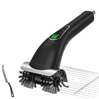 Brosse de nettoyage pour barbecue rechargeable avec tête rotative, système de sécurité et déflecteur en acier inoxydable, outil de nettoyage pour barbecue extérieur
