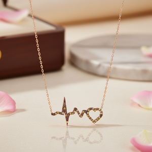 Colgante de Plata de Ley 925 con Diseño de Latido de Corazón y Piedra de Citrino y Zirconia, Hecho a Mano en Turquía, Venta al por Mayor - Product Image 3