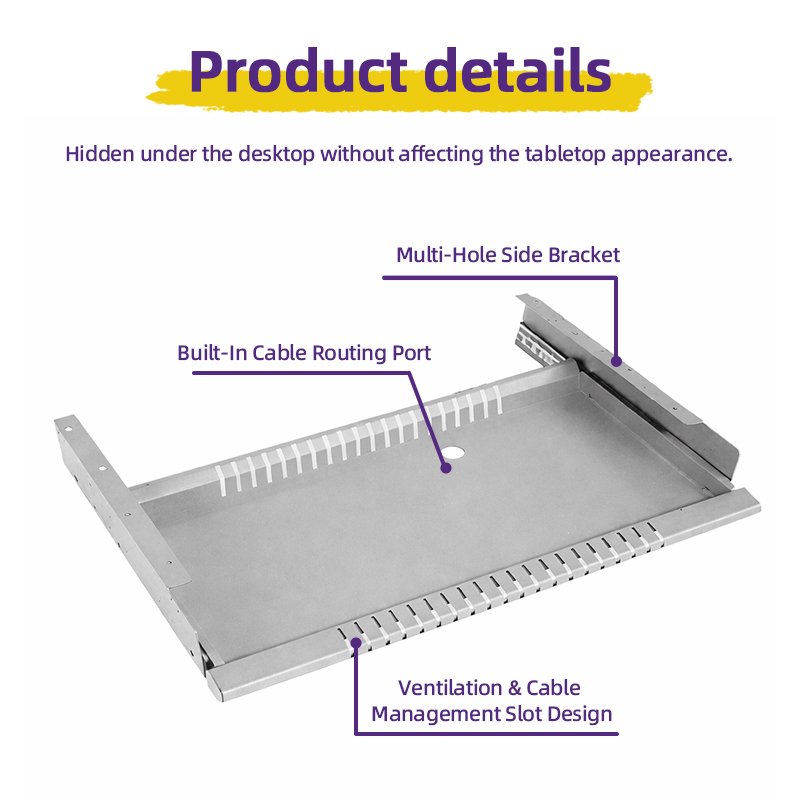 Full Steel Keyboard Tray with Slide Rail, Computer Desk <strong>Guide</strong> Rail for Office Storage Hardware Sliding Track Accessories