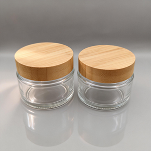 Bocaux cosmétiques en verre avec couvercles en bambou naturel, vides et rechargeables, 20g, 30g, 60g, 100g, <span class=keywords><strong>pour</strong></span> crème <span class=keywords><strong>pour</strong></span> le <span class=keywords><strong>visage</strong></span> - Product Image 1