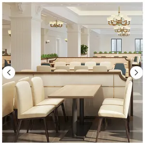 Роскошная мебель для ресторана, кожаный деревянный обеденный стол для отеля, квадратный стол со стулом, промышленный поставщик