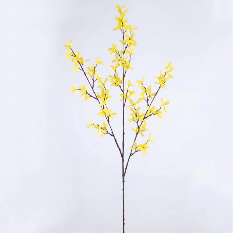 Jet artificiel de Forsythia de jaune de tissu en plastique de la conception moderne pp d'OEM pour la partie