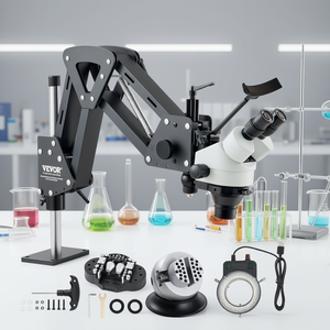 Microscope stéréo Vevor 7X-45X avec éclairage annulaire et support à ressort à vis de boule pour utilisation en laboratoire - Product Image 2