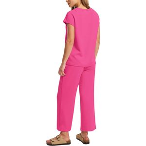 Ensemble deux pièces d'été pour femme FOXA : haut à manches courtes et pantalon large court, tenue décontractée pour la plage et les vacances, respirant et tricoté - Product Image 5