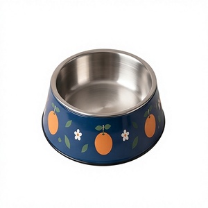 Moderno Tazón de Metal Redondo para Mascotas con Esmalte Naranja, Antideslizante, con Base de Goma, para Perros y Gatos, Venta al por Mayor - Product Image 1