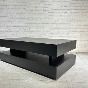 Meubles de salon de style européen, table à thé Hamburger, table basse en bois naturel noir - Product Image 4