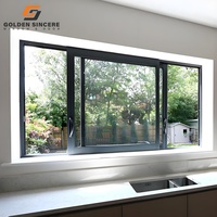 GS Color negro Ventanas europeas Perfil Aluminio Doble acristalamiento Deslizante Estilo abierto Ventanas en China