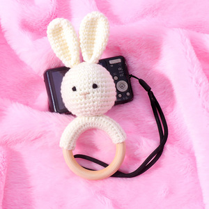 Chaîne de sucette en tricot fait main pour bébé, avec poupée lapin et hochet de dessin animé apaisant pour la préhension, jouet pour nouveau-né, coffret cadeau - Product Image 4