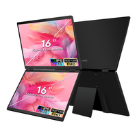 Nouveau modèle T03 avec double moniteur portable de 16 pouces, double écran pour ordinateur portable avec connexion USB C et HDMI