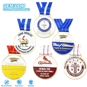 Medallas Escolares Personalizadas, <span class=keywords><strong>Premios</strong></span> Académicos y Deportivos <span class=keywords><strong>de</strong></span> Graduación, Chapadas en Oro, Plata y Bronce con Cinta para Competencia y Reconocimiento - Product Image 1