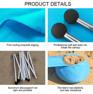Siêu Nhẹ Bãi Biển Tán Sun Shade Lều Uv Bảo Vệ Mạnh Mẽ Ngoài Trời Bãi Biển Bóng Râm - Product Image 6