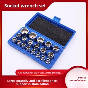 Nhà Máy Bán Hàng Trực Tiếp 19-Mảnh Chrome 12-Điểm Hình Ngôi Sao Ổ Cắm Đầu Điện Ratchet Cờ Lê Công Nghiệp Cấp 3-Năm - Product Image 2