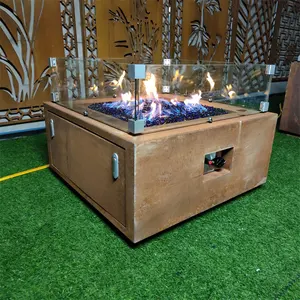 उद्यान सजावट प्राकृतिक गैस Firepit किट दौर प्रोपेन आग गड्ढे टेबल Corten स्टील आउटडोर गैस आग गड्ढे बर्नर