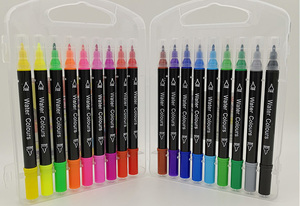 Stylos pinceaux à double pointe personnalisés, marqueurs souples à pointe fine, ensemble de fournitures scolaires en plastique pour aquarelle, marqueurs artistiques - Product Image 2