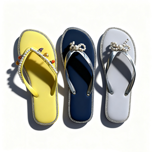 맞춤형 유니섹스 플랫폼 로고 OEM 인쇄 캐주얼 고무 밑창 여름 비치 크리스탈 PVC 스트랩 데일리 플립플랍 - Product Image 2