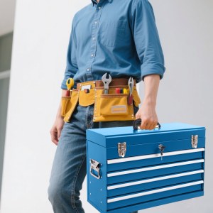 21" Heavy-Duty Steel Industrial Modern Portable <b>Lockable</b> 4-<b>Drawer</b> Tool Cabinet with EVA Liners for Workshop Garage Farmhouse - Product Image 2