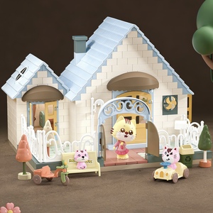 Kit de construction de la maison pour chat Dreamy Cat Village avec intérieur lumineux - Jouet interactif en matériau ABS - Product Image 2