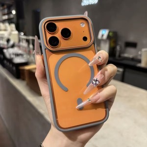 Tương Thích Cho 17 Từ Trường Hợp Điện Thoại Lỗ Lớn Màu Khối Macaron Acrylic Trong Suốt Cho 16 Chống Sốc Kim Cương Cứng - Product Image 6