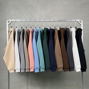 Fabricantes de sudaderas con capucha personalizadas de 350 g/m² con hombros caídos, sudaderas con capucha extragrandes de algodón y forro polar con cremallera para hombre - Product Image 1