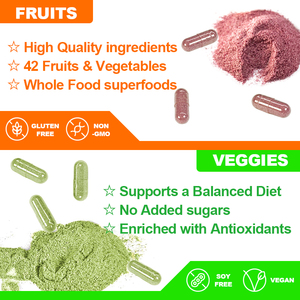 Capsules d'aliments entiers, de fruits et légumes 90 Counter 30 + Years Development Plant Nutrition Formula