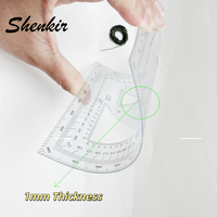 Nouvel arrivage Shenkir : Gabarit de dessin carré transparent en plastique 120 mm x 120 mm avec rapporteur, option logo personnalisé pour l'extérieur