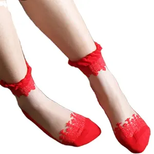 Брендовые Новые жаккардовые носки с кристаллами, женские крутые прозрачные короткие летние носки